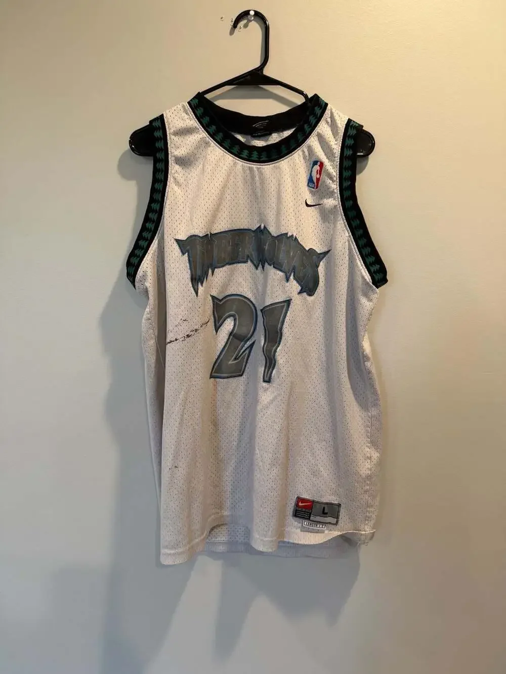 Nike Minnesota Timberwolves Kevin Garnett #21 White Home Jersey Size L